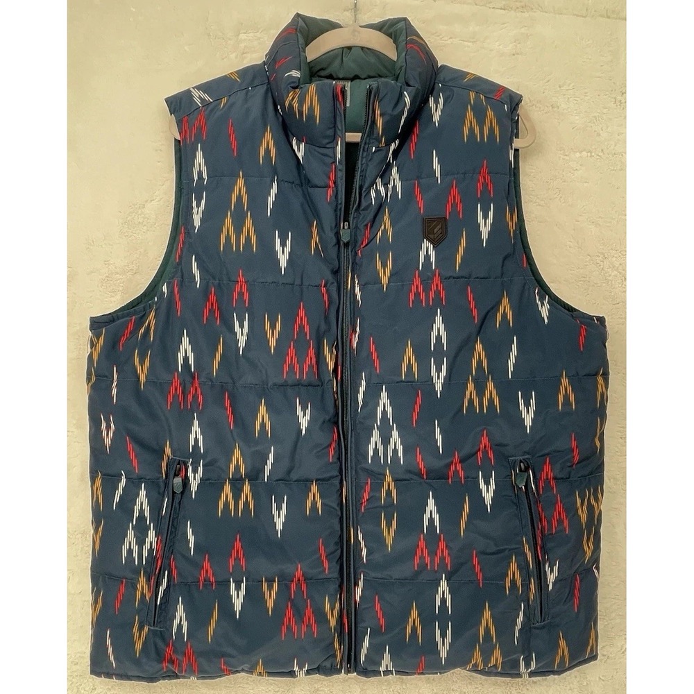 Rank 45 Puffer Vest Color Aztec Geo Print Western Cowboy Large